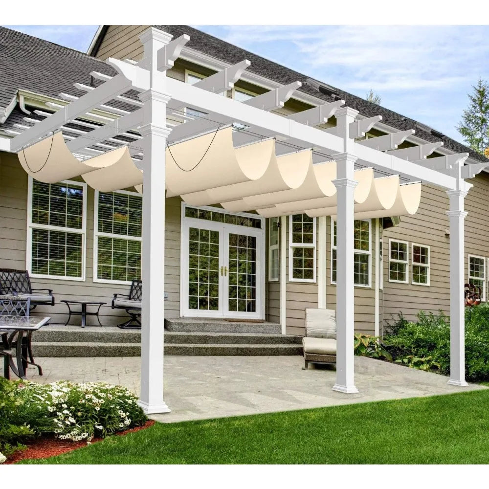 4' x 16' Waterproof Retractable Sun Shade Canopy Cover Sliding Wave Shade Sail