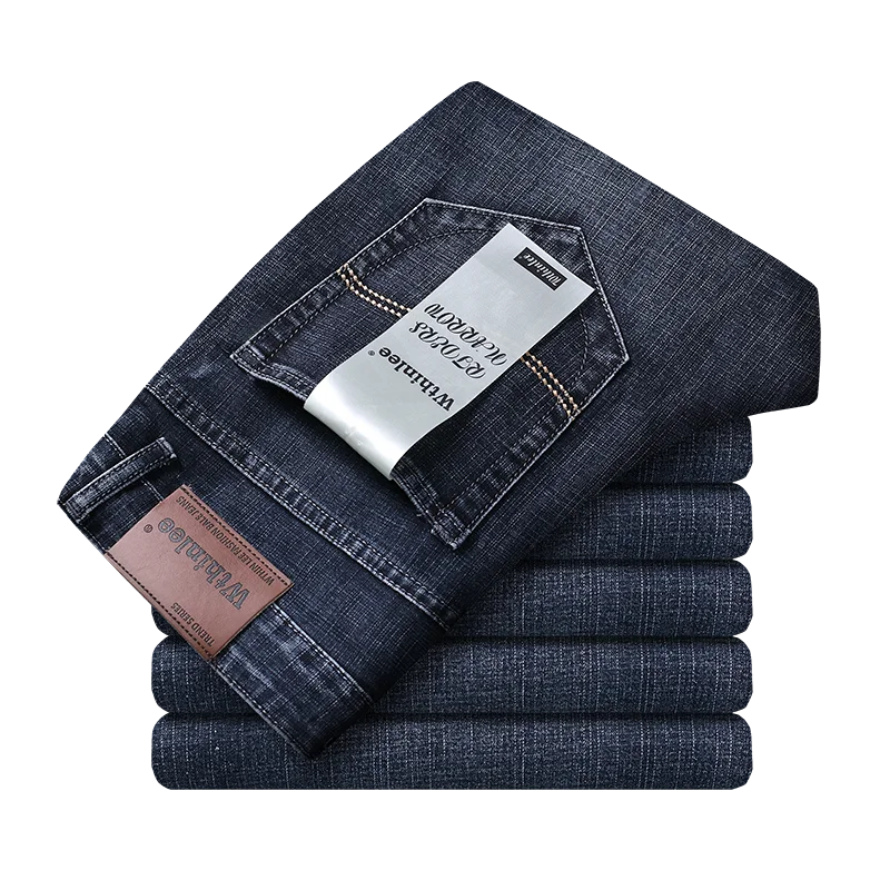 Wthinlee New Business Men's Jeans Casual Straight Stretch Work Denim Trousers Male Brand Clothing