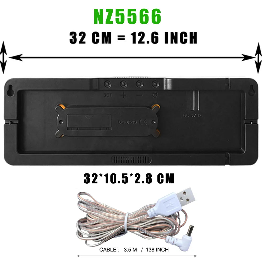 Big Digital LED Wall Alarm Clock with Calendar and Temperature Display for Bedroom Living Room Table Desktop Decoration