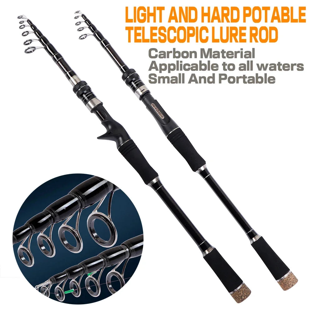 GHOTDA New Carbon Telescopic Lure Rod 1.8M -3M Spinning Rod/Casting Rod professional fishing rod