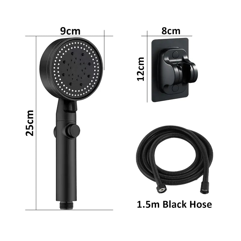 High Pressure Shower Head 5 Modes Adjustable Showerheads with Hose Water Saving