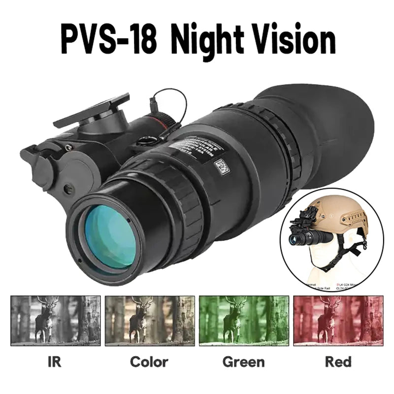PVS-18 Head-Mounted Hunting Camera Infrared Night Vision Device for Hunting Monocular NVG Scope HD 1X Infrared Digital Camping