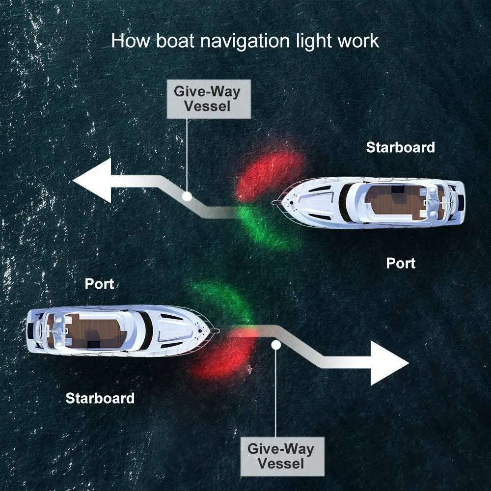 Yacht Navigation Light Waterproof LED Marine Sounding Light Navigation Light Red and Green Marine Light 12V 24V 2 PCS