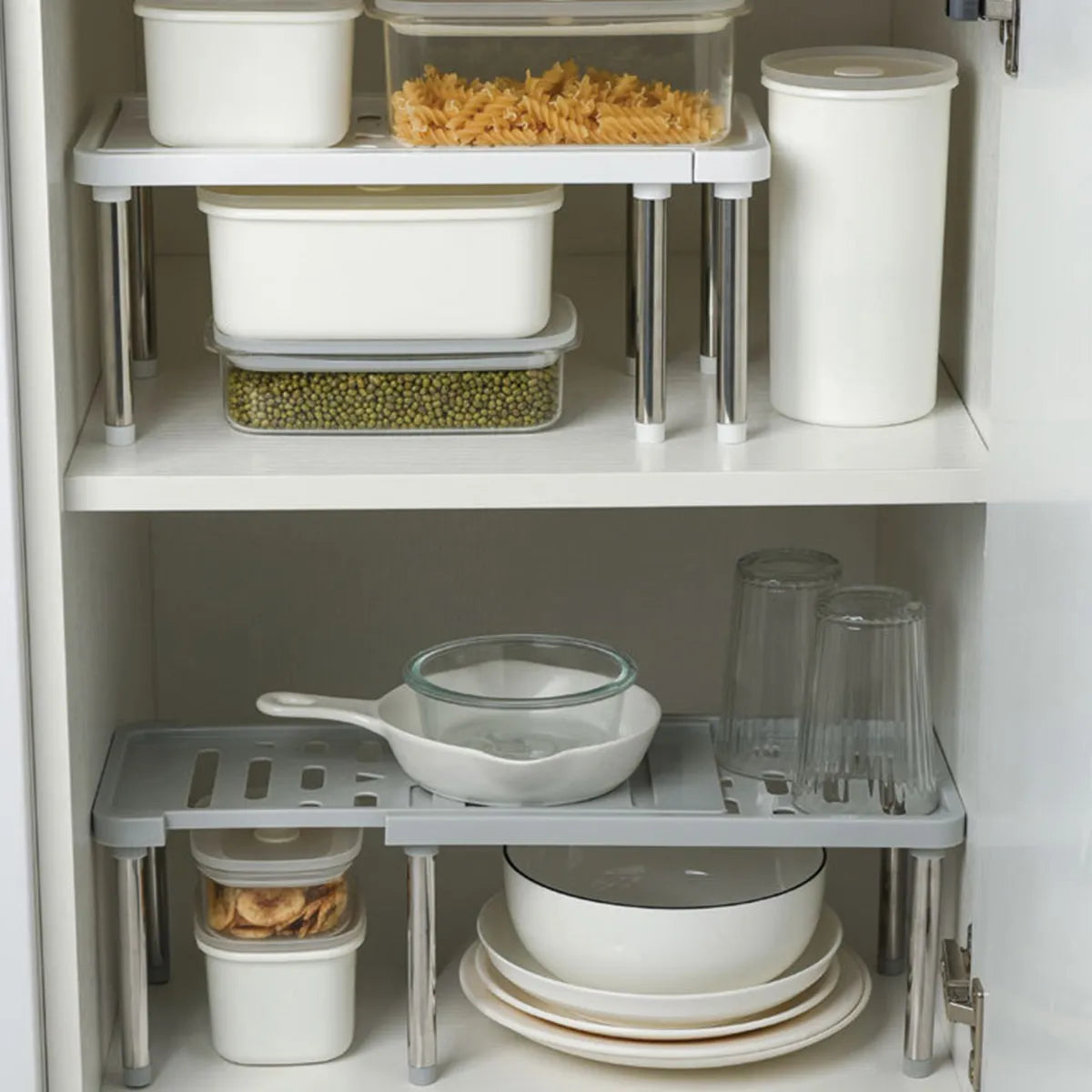 Kitchen Retractable Storage Cabinet Layered Partition Dish Storage Rack