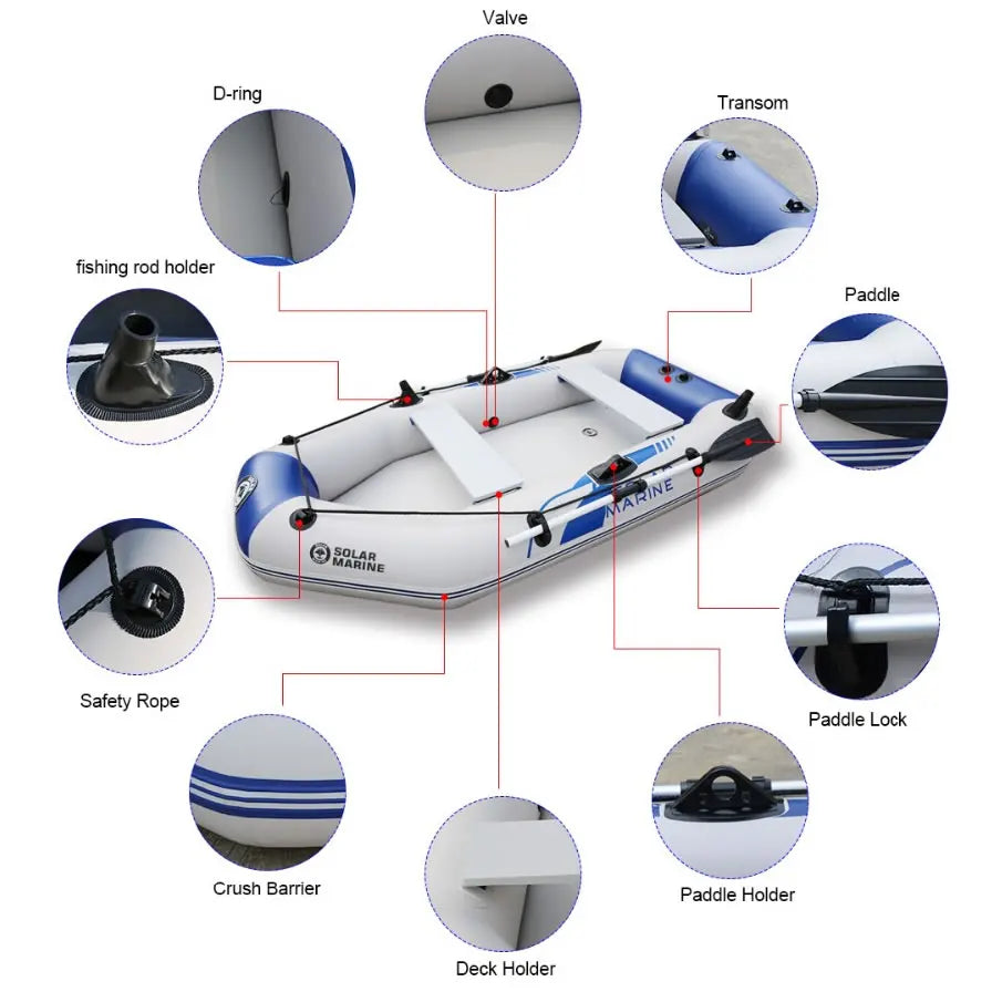 3 Person 260 CM PVC Inflatable Fishing Boat Rowing Kayak Thick And Wear-resistant Canoe Air Mat Floor With All Accessories