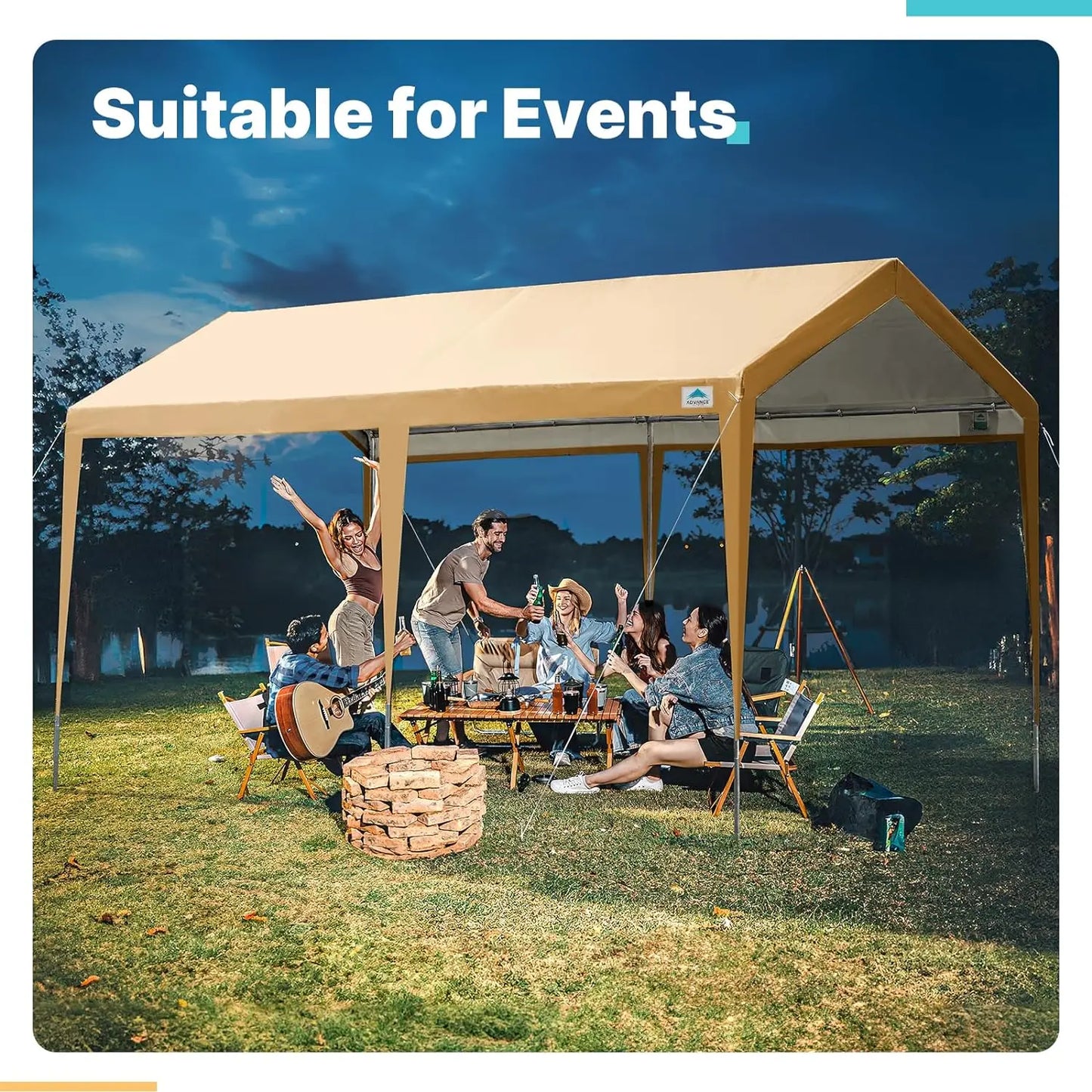 OUTDOOR Adjustable10x20ft Heavy Duty Carport Car Canopy Garage Boat Shelter Party Tent,Adjustable Height from 9.5to11ft