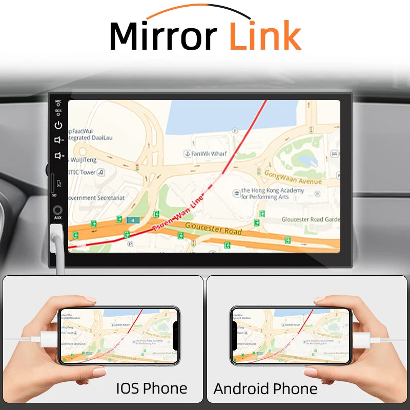 7 Inch Car Radio 1 Din MP5 Player Touch Screen Multimedia FM ISO Power Aux Input USB Bluetooth Mirror Link Universal Autoradio