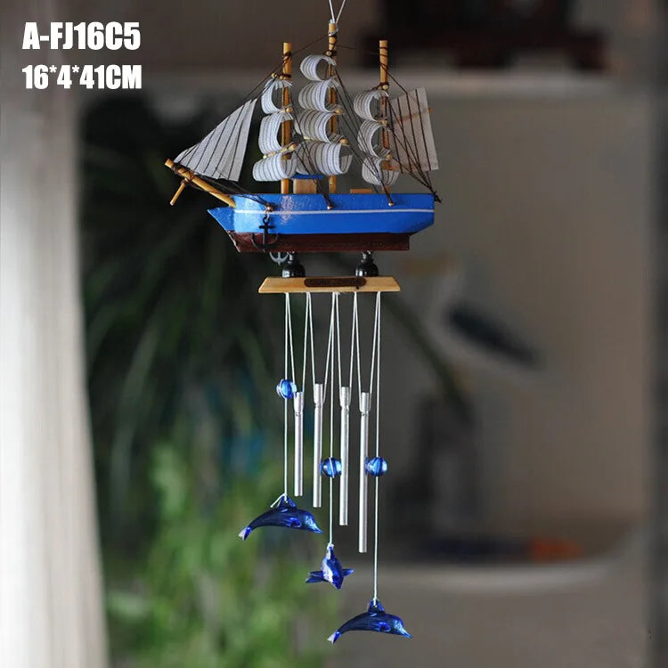 Mediterranean style sailing wind moans, Ocean series dolphin wind chimes