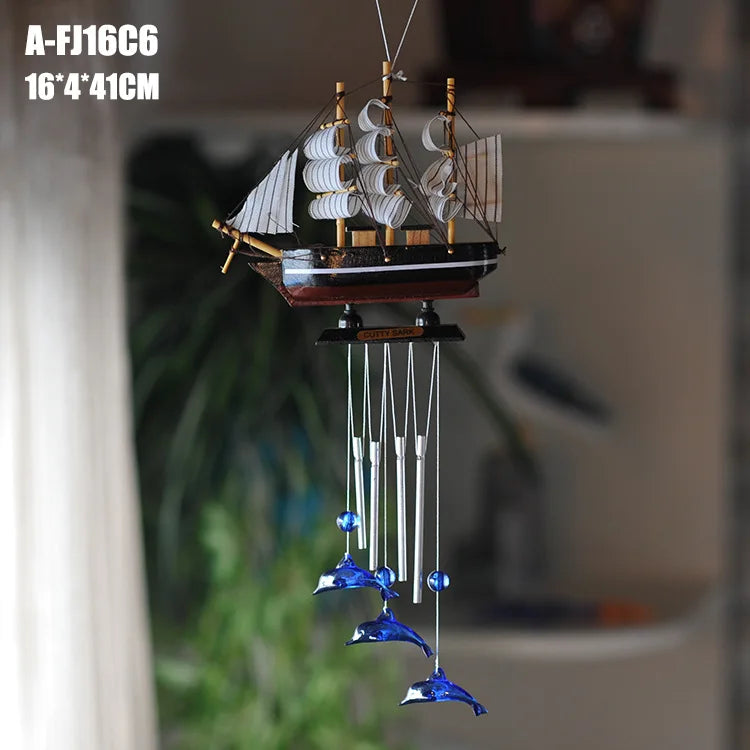 Mediterranean style sailing wind moans, Ocean series dolphin wind chimes