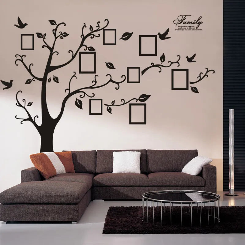 Large 250*180cm/99*71in Black 3D DIY Photo Tree PVC Wall Decals/Adhesive Family Wall Stickers Mural Art Home Decor Free Shipping