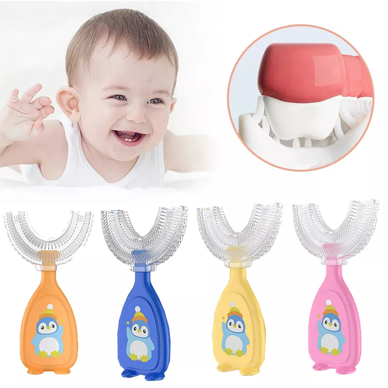 U-shape Kids Toothbrush Children's Toothbrush Silicone Cleaning Toothbrush Healthy 360° Cleaning Oral Care Health Beauty Soft