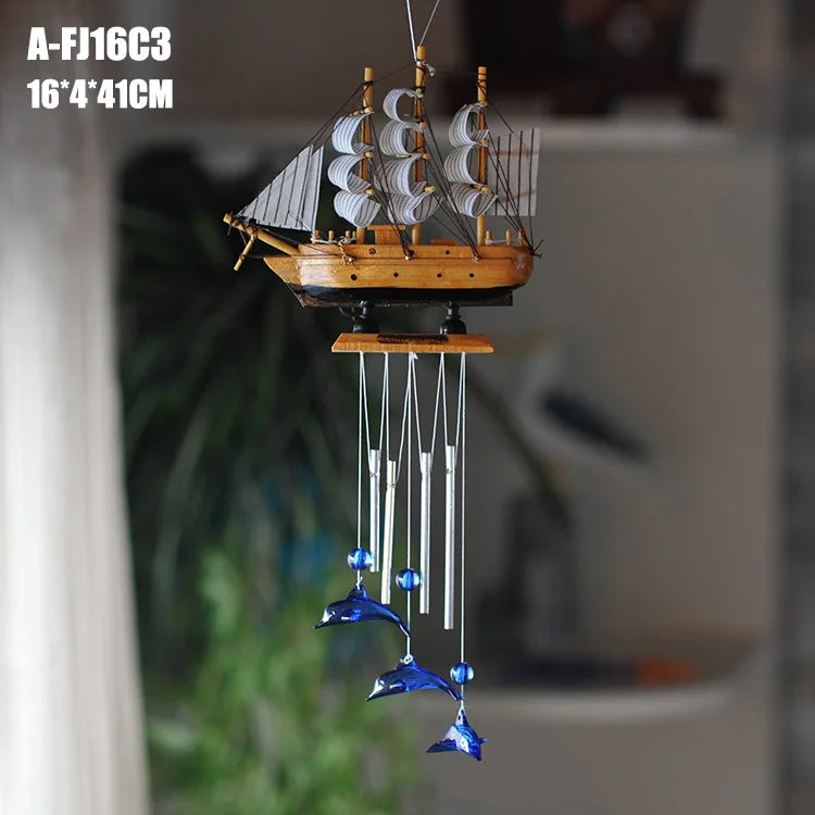 Mediterranean style sailing wind moans, Ocean series dolphin wind chimes