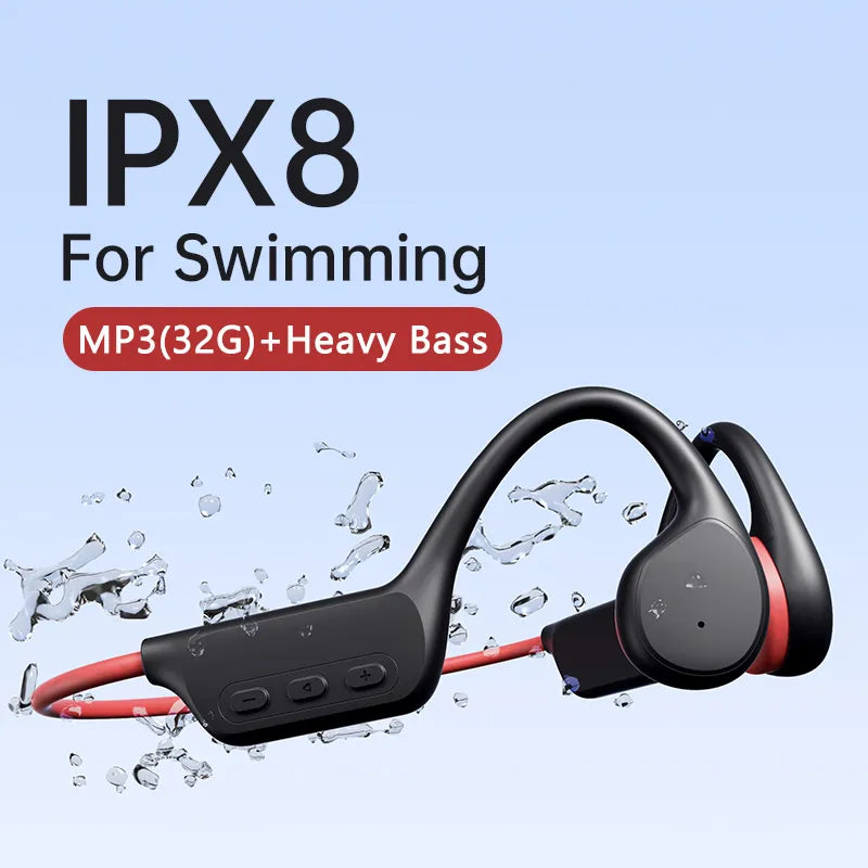 Bluetooth Wireless IPX8 Waterproof MP3 Player Hifi Ear-hook Headphone With Mic Headset For Swimming