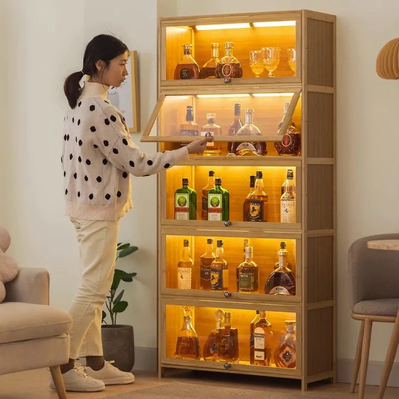 Wine Acrylic Display Cabinet Home Living Room Wine Cabinet Simple Bar Wine Showcases Bar Restaurant Multi-storey Locker