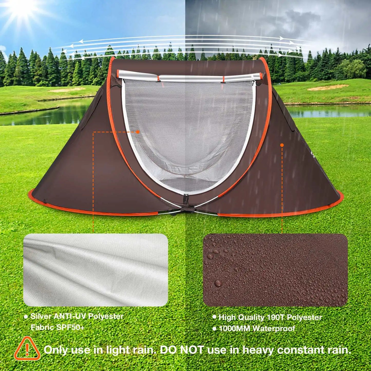 Automatic Camping Tent 2 Person Outdoor Family Instant Setup - My Store