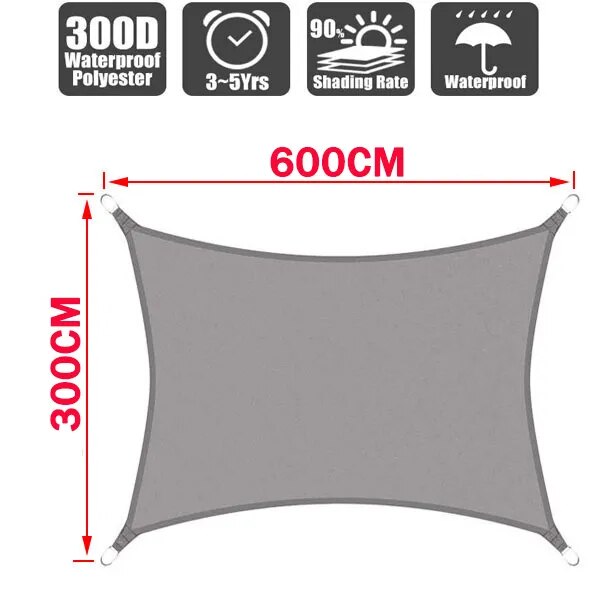 Waterproof 300D gray square rectangular shade sail - My Store