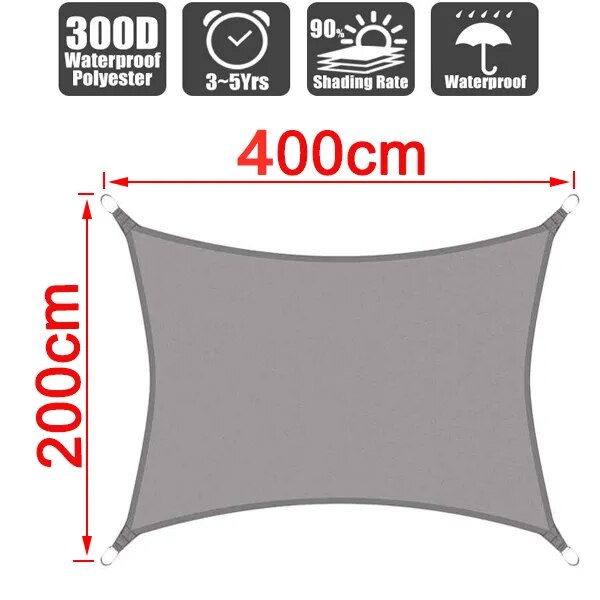 Waterproof 300D gray square rectangular shade sail - My Store