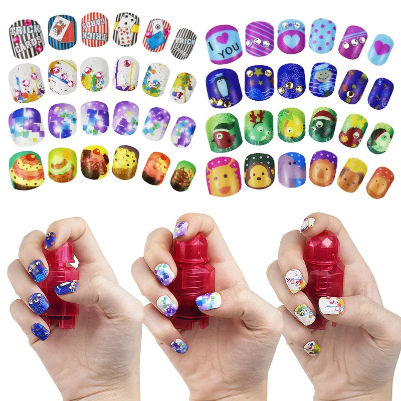 96pcs Children DIY Color Nail Sticker Set Beauty Pretend Toy Girls Handmade