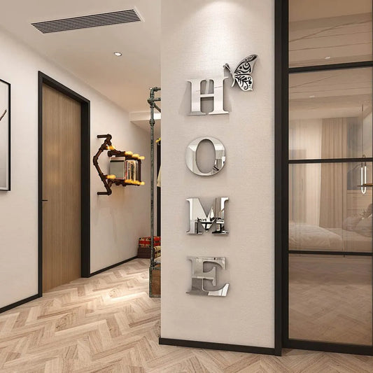 3D Acrylic Large DIY Mirror Self-Adhesive Removable Wall Sticker Family English Alphabet Living Room Bedroom Home Decoration