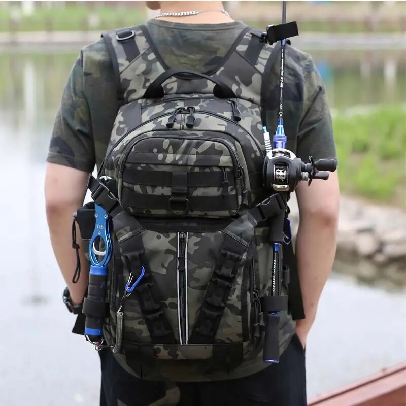 Men Fishing Lure Rod Box Bag Camping Climbing Backpack - My Store