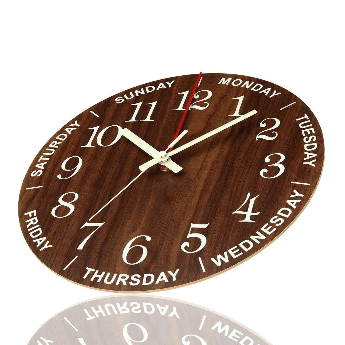 12 Inch Luminous Wall Clock Wood Silent light in dark night Nordic Fashion Wall Clock Non Ticking Clock With Night Light Gift