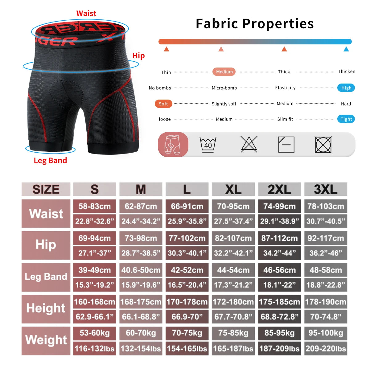 X-TIGER Men's Cycling Shorts Breathable Mesh Cycling Underwear Gel Pad