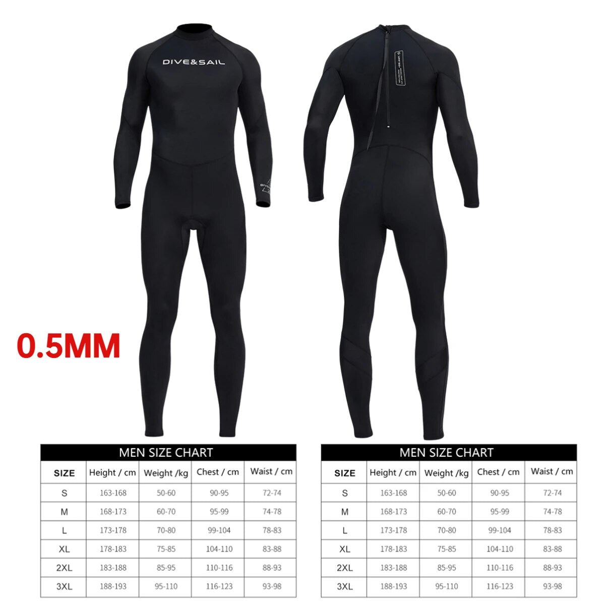 0.5/3mm Neoprene Wetsuit Men Full Bodysuit - My Store