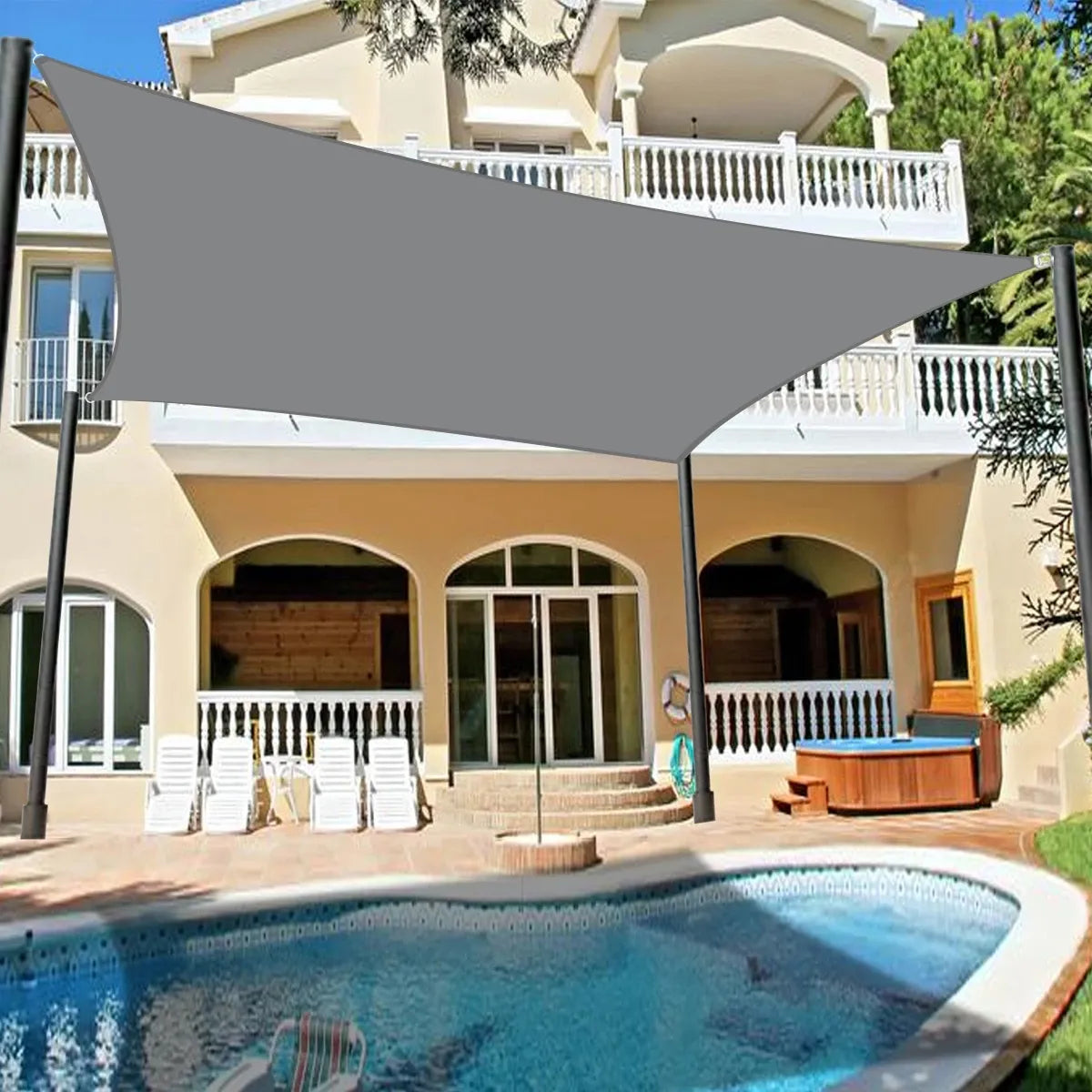 Waterproof 300D gray square rectangular shade sail - My Store