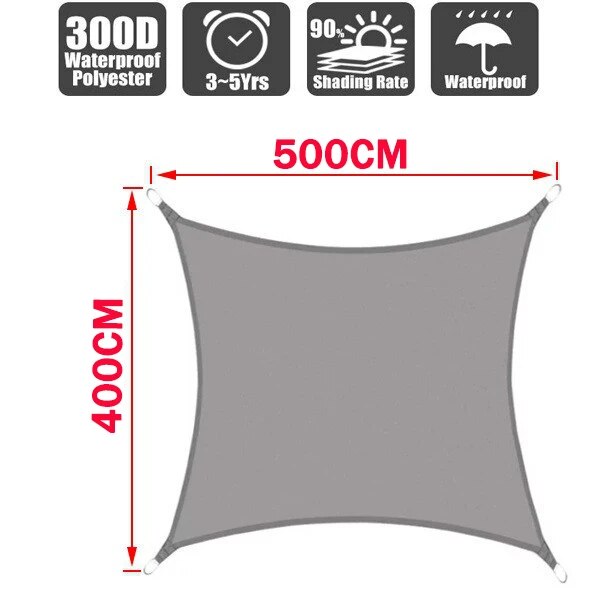 Waterproof 300D gray square rectangular shade sail - My Store