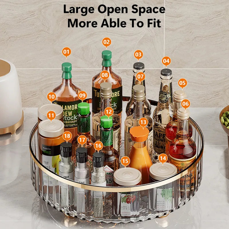 360 Rotating Tray Spice Rack Pantry Cabinet Kitchen Organizer For Seasoning Cosmetic Storage Box