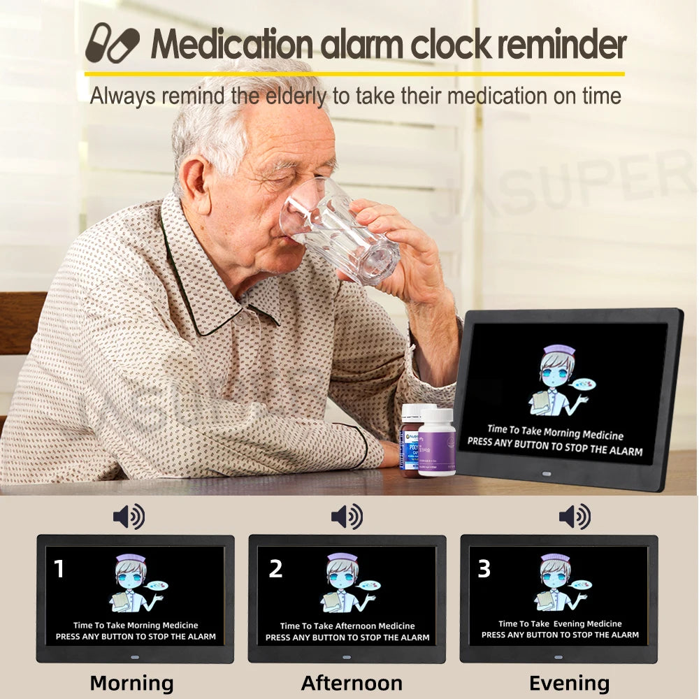 10.1/7 Inch WIFI Senior Dementia Calendar Clock Digital Photo Frame LED Large Screen Display Time Date Weather Forecast