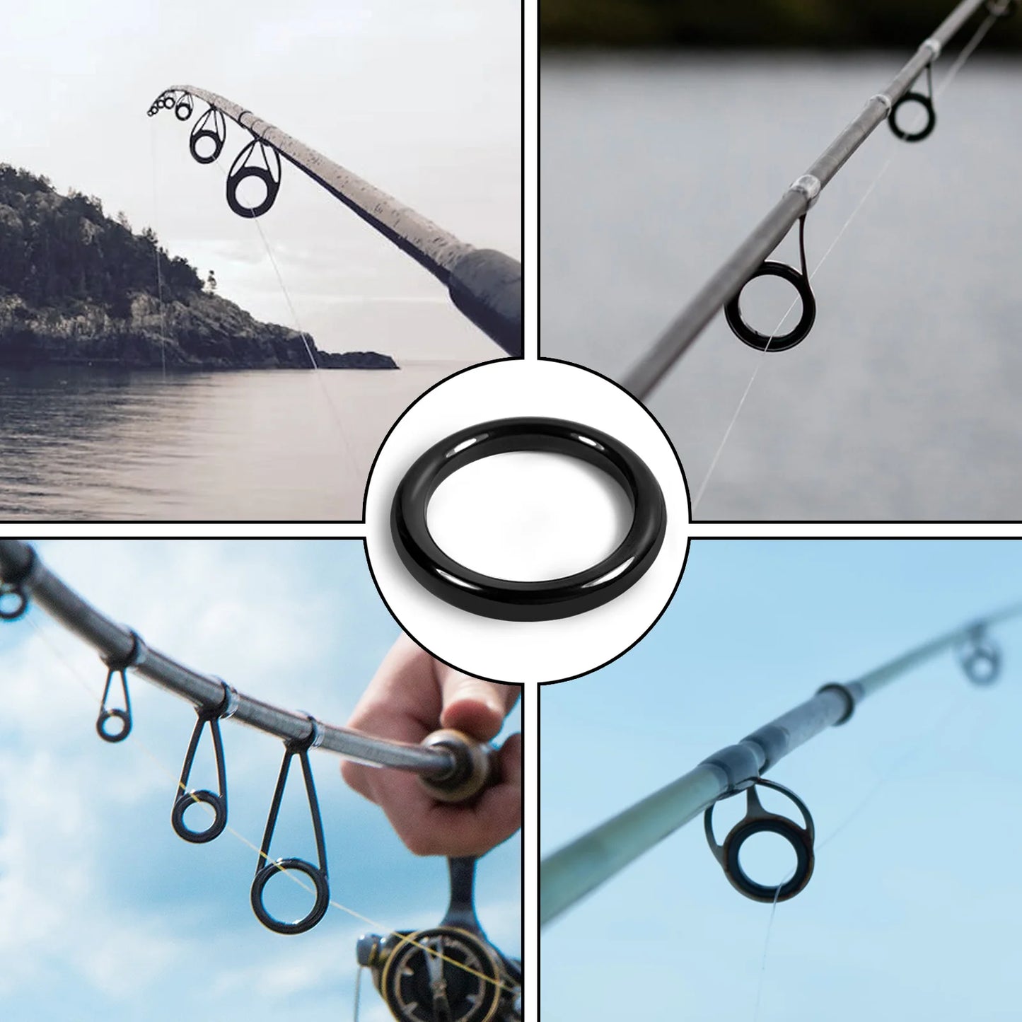 Fishing Rod Guides Ring 10Pcs~100Pcs Wear Resistant Ceramic Guide Ring Rod Repair Replacement Kit