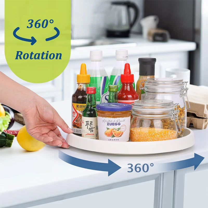 360 Degree Rotating Storage Shelf Bathroom Turntable Spice Round Rack Plate for Kitchen Season