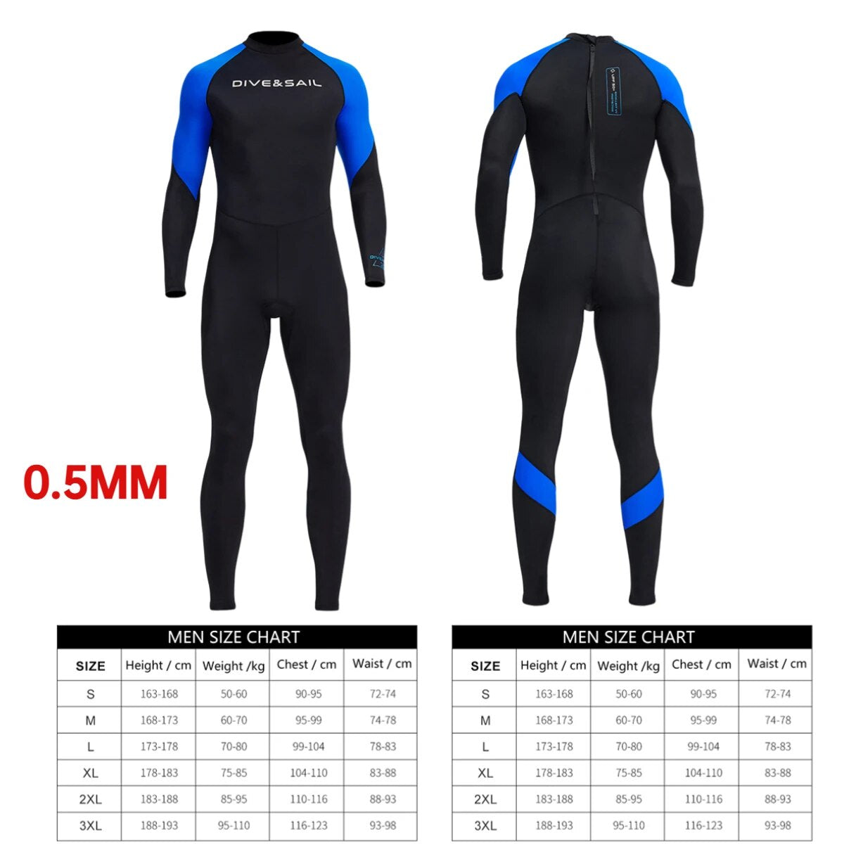 0.5/3mm Neoprene Wetsuit Men Full Bodysuit - My Store