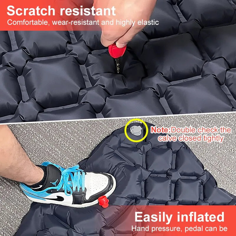 Outdoor Camping Inflatable Mattress Sleeping Pad With Pillows - My Store