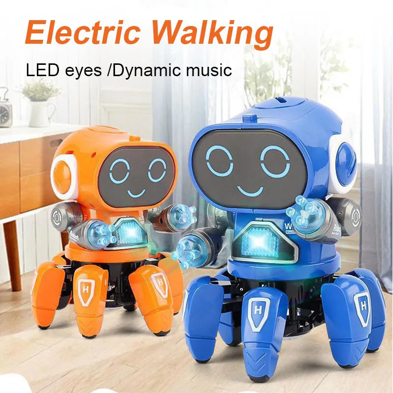 Kids Dance Robots Music LED 6 Claws Octopus Robot Birthday Gift Toys For Children Early Education