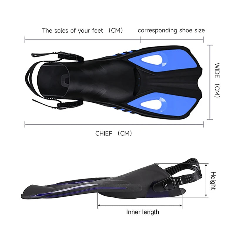 Flipper Silicone Professional Scuba Diving Fins Short Men women Snorkel Swimming Fins Kids Flippers