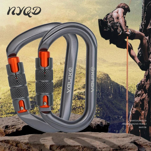 Climbing Carabiner Anti-oxidation Wear Resistant Accessory O-Shape D-Shape Screw Climbing Lock for Mountaineering