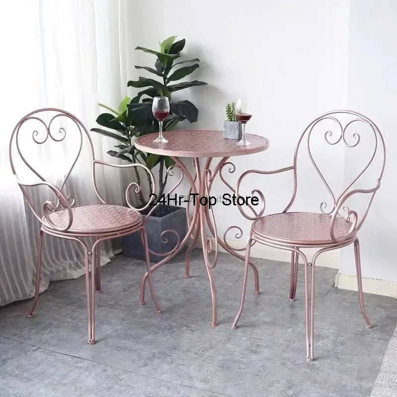 European Retro Iron Garden Furniture Sets Outdoor Courtyard Garden Balcony Table and Chair Set cafe