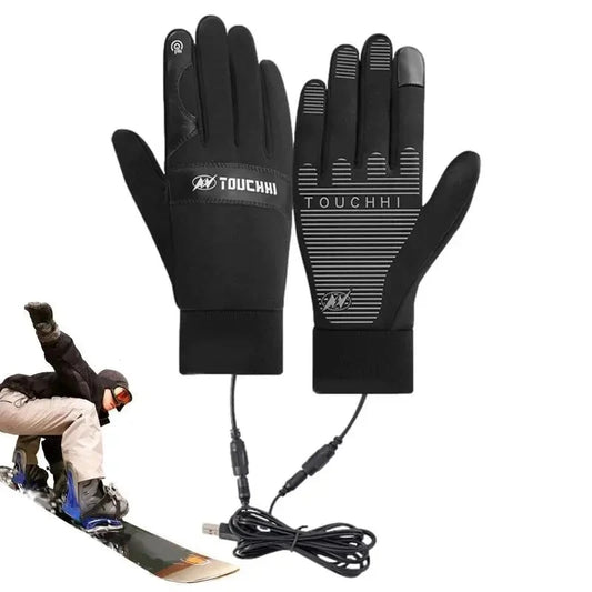 USB Heated Gloves Waterproof Touchscreen Outdoor Camping Skiing Motorcycle Bicycle Glove