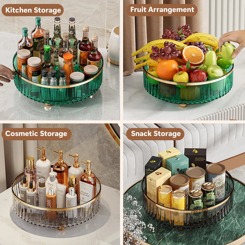 360 Rotating Tray Spice Rack Pantry Cabinet Kitchen Organizer For Seasoning Cosmetic Storage Box