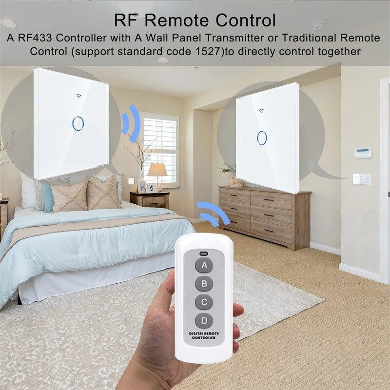EU Smart Switches 1/2/3Gang Tuya Wifi Touch Light Switch Wall Sensor Switches Smart Life For Alexa Google Home 433RF Remote