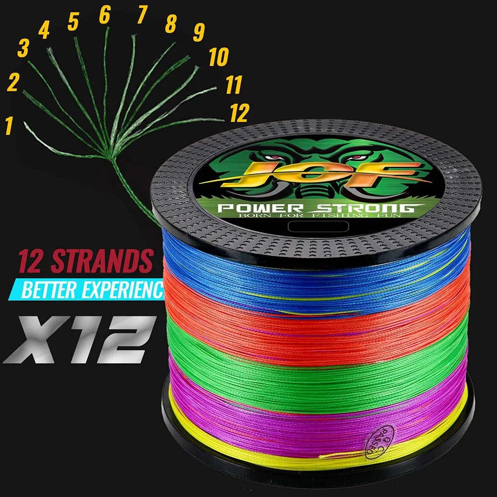 JOF X12 Carp Fishing Line 300M 500M 1000M 100M 12 Strands Braided  PE Wire Super Strong Durable Smooth Tackle - My Store