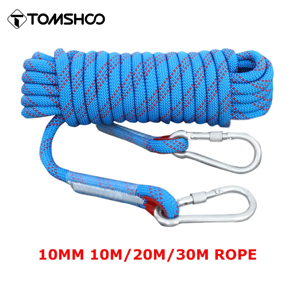 Tomshoo 10mm Rock Climbing Rope 10M/20M/30M Outdoor Static Repelling Rope - My Store