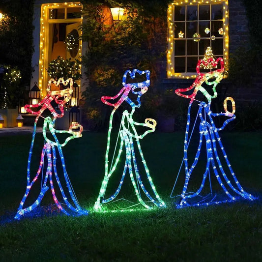 Outdoor Christmas LED Three 3 Kings Silhouette Motif Rope Light Decoration for Garden Yard