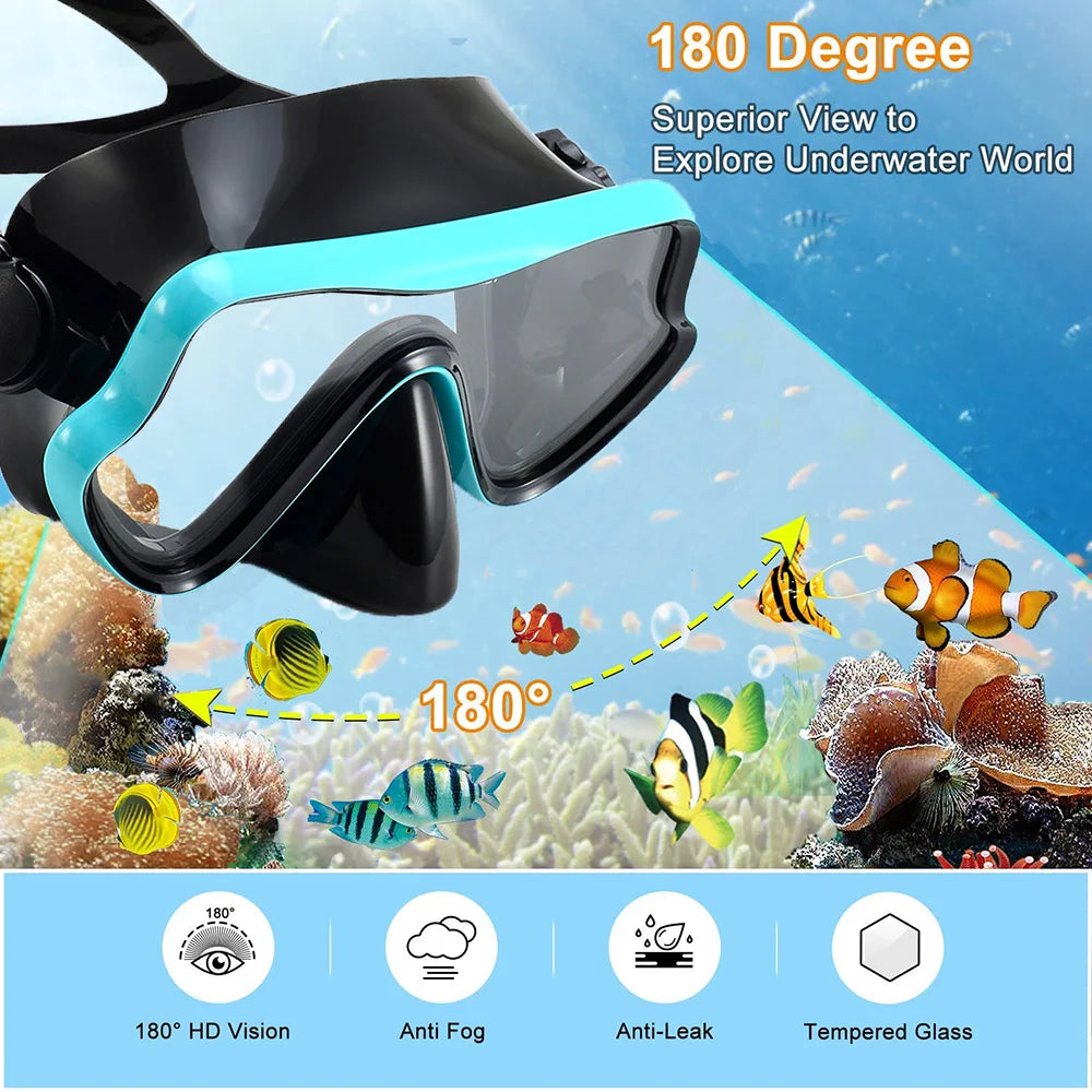 Professional Scuba Diving Masks Snorkeling Set Adult Silicone Skirt Anti-Fog Goggles Glasses