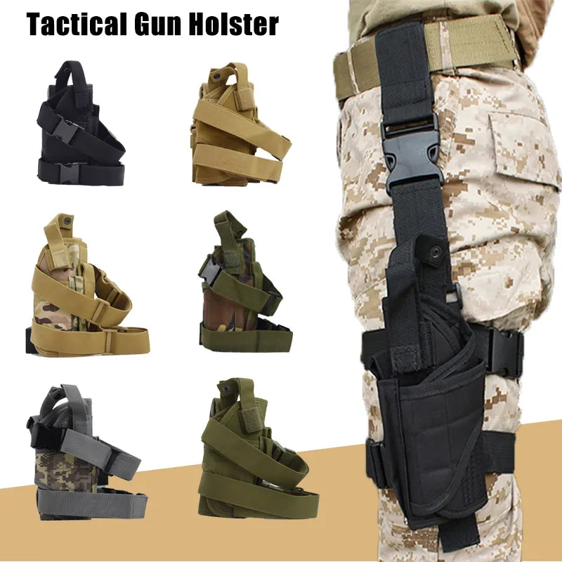 JSJM New CS Tactical Gun Holster Right Handed Tactical Thigh Pistol Bag Pouch Legs Harness