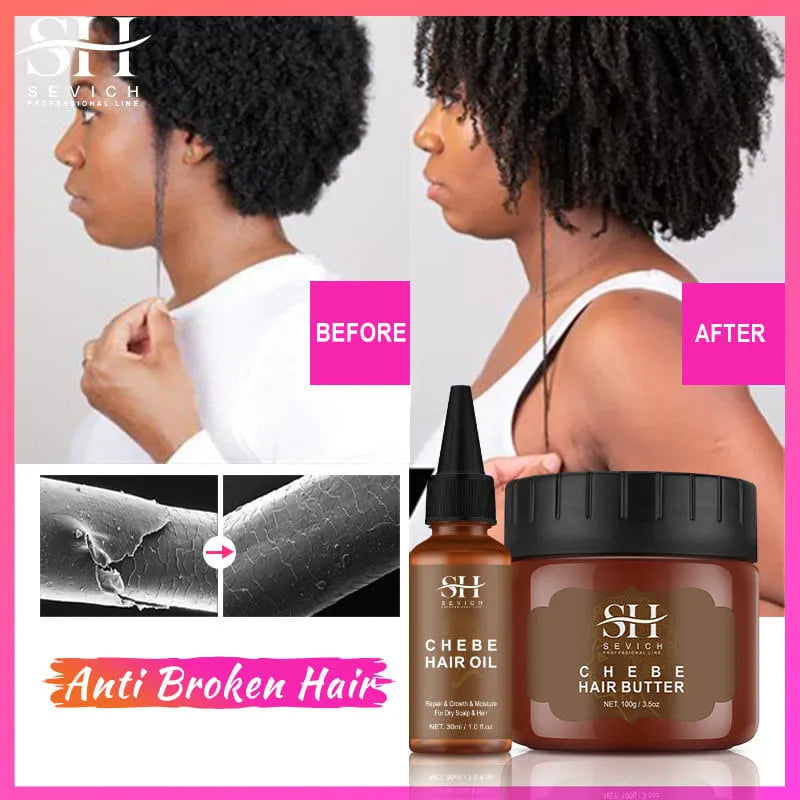 Fast Hair Growth Set Chebe Oil Traction Alopecia Hair Mask Anti Break Loss Hair Growth Oil