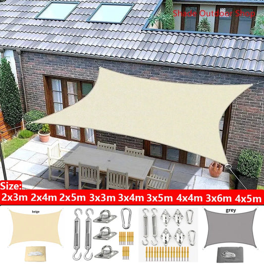 Waterproof 300D gray square rectangular shade sail - My Store