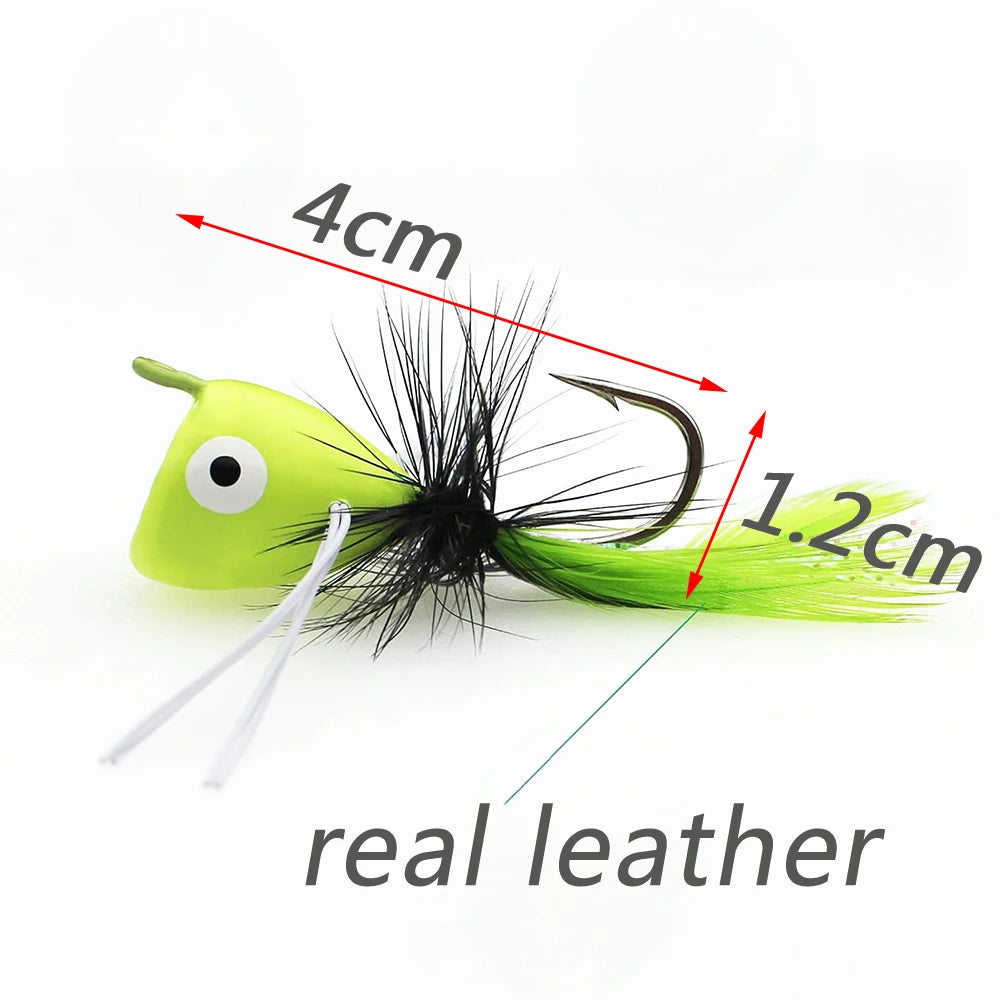 5PCS Topwater Fly Fishing Popper Floating Dry Flies Bugs Insect Lure Mayfly Hook for Bass Trout Sunfish Salmon Artificial Bait